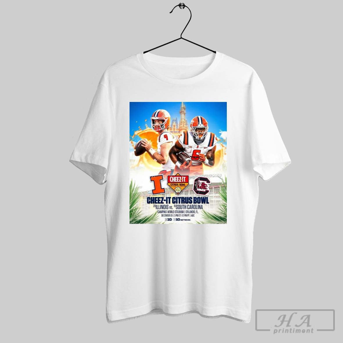 Official Poster Citrus Bowl Football Illinois Fighting Illini Vs South Carolina Gamecocks Camping World Stadium Orlando Fl December 31 T Shirt