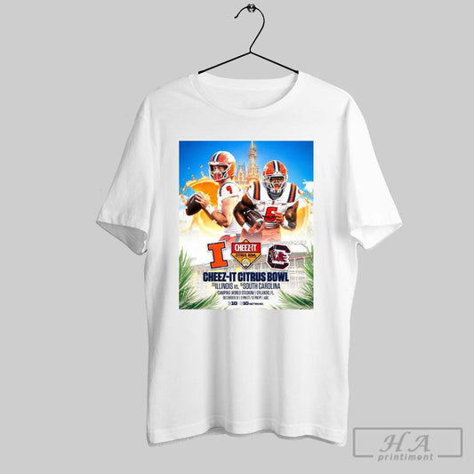 Official Poster Citrus Bowl Football Illinois Fighting Illini Vs South Carolina Gamecocks Camping World Stadium Orlando Fl December 31 T Shirt
