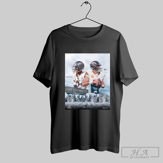 Official Poster Denver Broncos At Buffalo Bills Pat Surtain Ii And Bo Nix Nfl Football Wild Card Highmark Stadium T Shirt