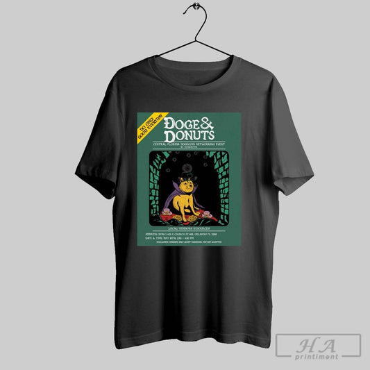 Official Poster Doge And Donuts Central Florida Dogecoin Networking Event By Redwriter Local Vendors Resources T Shirt