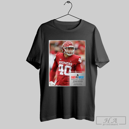Official Poster Ethan Downs Oklahoma Sooners Senior Edge East West Shrine Bowl Lockheed Martin Armed Forces Bowl T Shirt