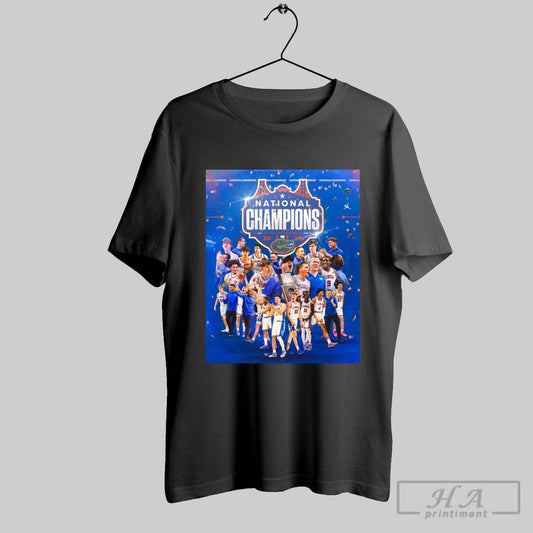 Official Poster Florida Gators Beat Houston Cougars Ncaa Mens Basketball National Champions 2025 April 7 T Shirt