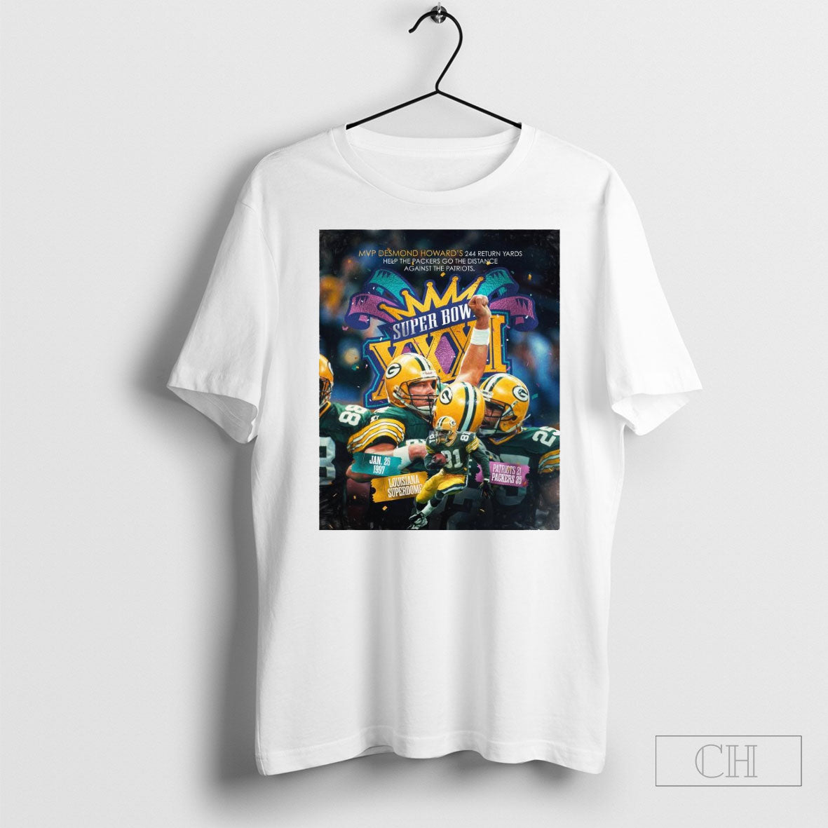 Official Poster Green Bay Packers Super Bowl Xxxi Mvp Desmond Howards 244 Return Yards Help The Packers Go The Distance Against The Patriots Shirt