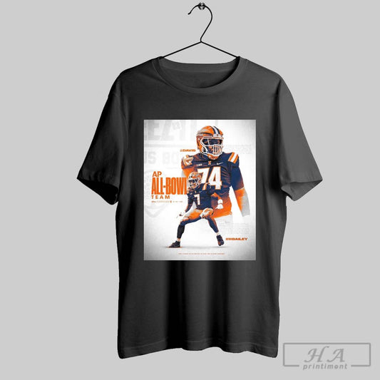Official Poster Illinois Fighting Illini Football Jc Davis And Matthew Bailey Ap All Bowl Team Only School In The Nation To Have Two Players Honored T Shirt