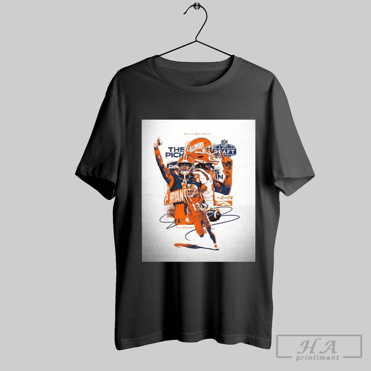 Official Poster Illinois Fighting Illini Football The Pick Pat Bryant Nfl Draft 2025 Signature Round 3 Pick 74 T Shirt