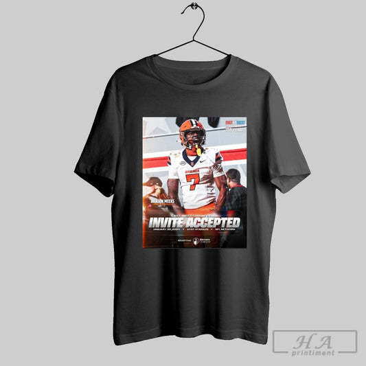 Official Poster Jackson Meeks Syracuse Orange East West Shrine Bowl Football Invite Accepted January 30 2025 Att Stadium T Shirt