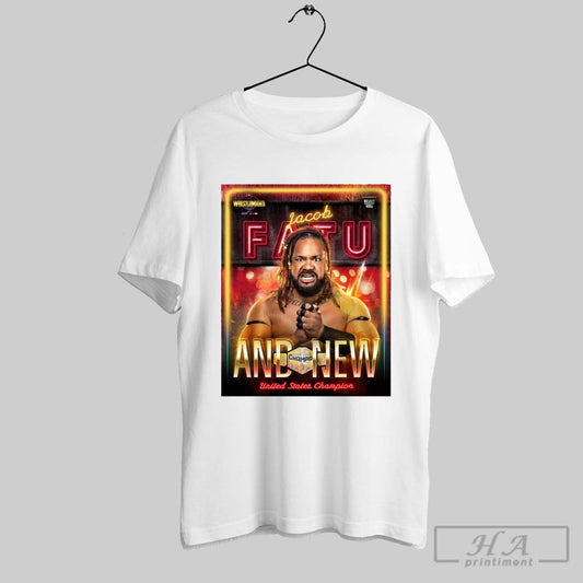 Official Poster Jacob Fatu And New United Champion Wwe Wrestlemania 41 Las Vegas 2025 T Shirt