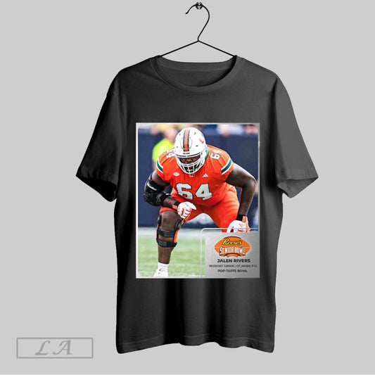 Official Poster Jalen Rivers Miami Hurricanes Redt Shirt Junior Ot Reeses Senior Bowl Pop Tarts Bowl T Shirt