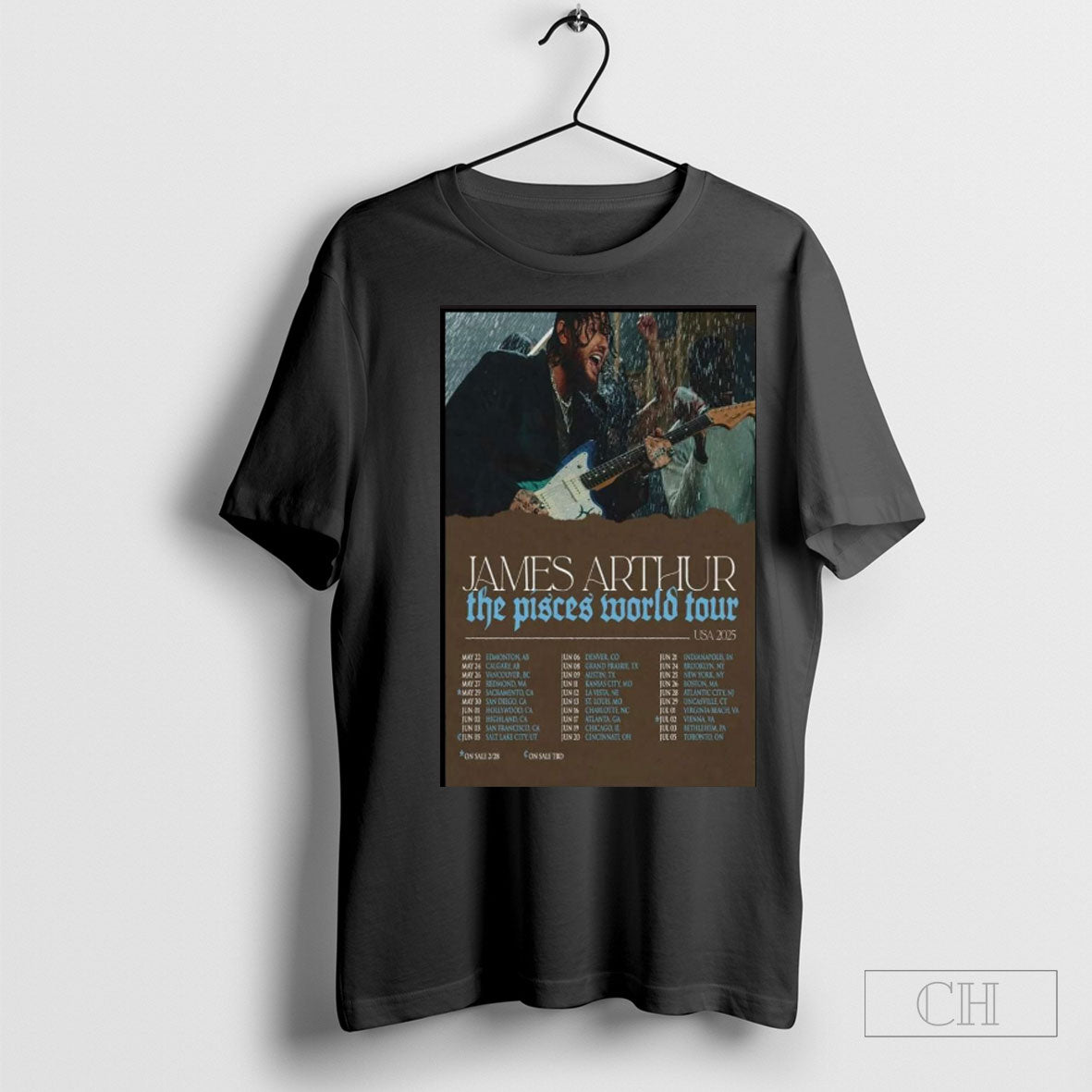 Official Poster James Arthur The Pisces World Tour Usa 2025 May 22 Edmonton Ab May 24 Calgary Ab T Shirt