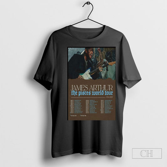 Official Poster James Arthur The Pisces World Tour Usa 2025 May 22 Edmonton Ab May 24 Calgary Ab T Shirt