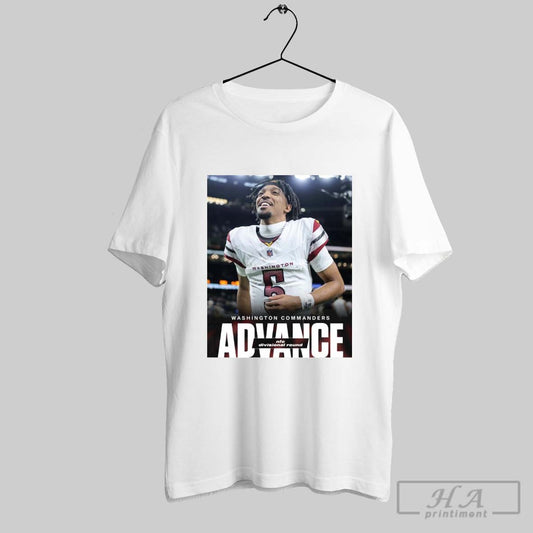 Official Poster Jayden Daniels Washington Commanders Win Tampa Bay Buccaneers Nfl Football Advance Nfc Divisional Round T Shirt