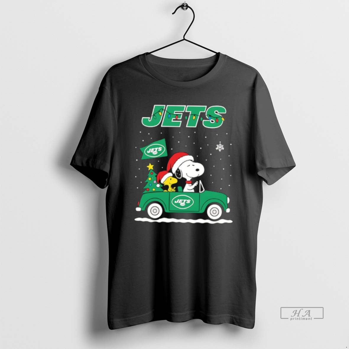 Official Snoopy And Woodstock Santa Christmas New York Jets On By Car T-Shirts, Hoodie, Sweatshirt | TeeSparky.com