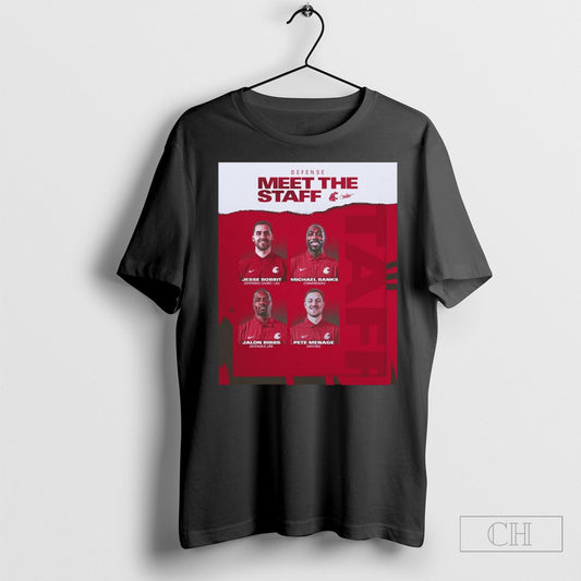 Official Washington State Cougars Football Defense Meet The Staff Jesse Bobbit Michael Banks Pete Menage Jalon Bibbs Poster T Shirt