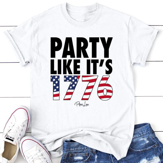 Party Like It's 1776 Apparel, Proudly Printed In The USA, Tee / Tank / V Neck Gray / White / Blue / Hot Pink / Orange, #sassy #cute #blackprint