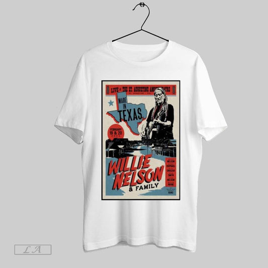 Original Willie Nelson Family On Feb 19 20 2025 At The St Augustine Amphitheatre In St Augustine Fl Tour Poster T Shirt Sweatshirt Tee Shirt