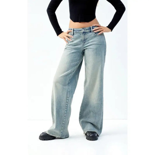 PacSun Women's Stretch Indigo Tint Curve Low Rise Baggy Jeans