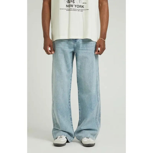 Pacsun Men's Light Indigo Tonal Stripe Extreme Baggy Jeans