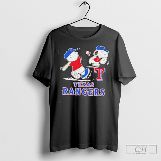 Peanuts Charlie Brown And Snoopy Playing Baseball Texas Rangers Shirt Sweatshirt Poster