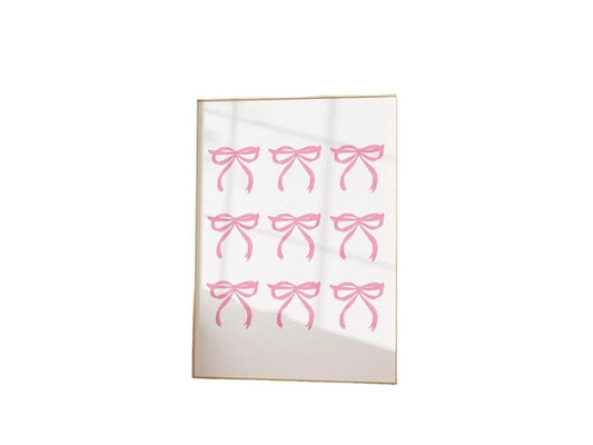 Pink Bow Print, Coquette Hair Ribbon Coastal Cowgirl Decor, Preppy Aesthetic Balletcore Poster, Cottagecore Dorm Decor Art, Gifts For Family Friends Bedroom Decor, Poster Prints No Frame, Home Decoration, Art Posters, Gifts For Birthday