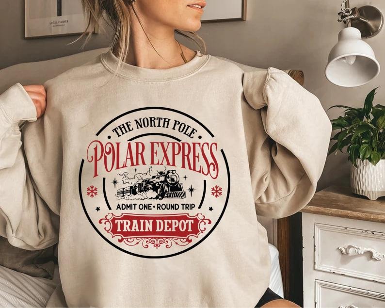 Polar Express Ticket Christmas Sweatshirt, Christmas Sweatshirt, Polar Express Crewneck, Christmas Watching Movie Sweater, Vintage Christmas Crewneck