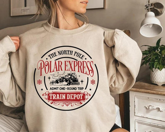 Polar Express Ticket Christmas Sweatshirt, Christmas Sweatshirt, Polar Express Crewneck, Christmas Watching Movie Sweater, Vintage Christmas Crewneck