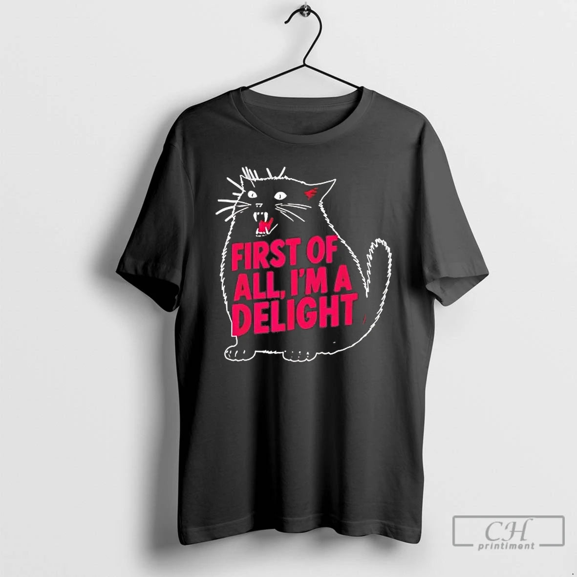 Premium Black Cat First Of All Im A Delight T-Shirts, Hoodie, Sweatshirt | TeeSparky.com