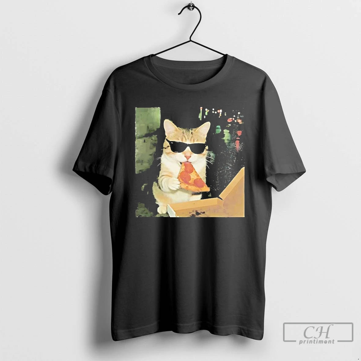 Cat Sunglasses Eating Pizza Meme T-Shirts, Hoodie, Sweatshirt