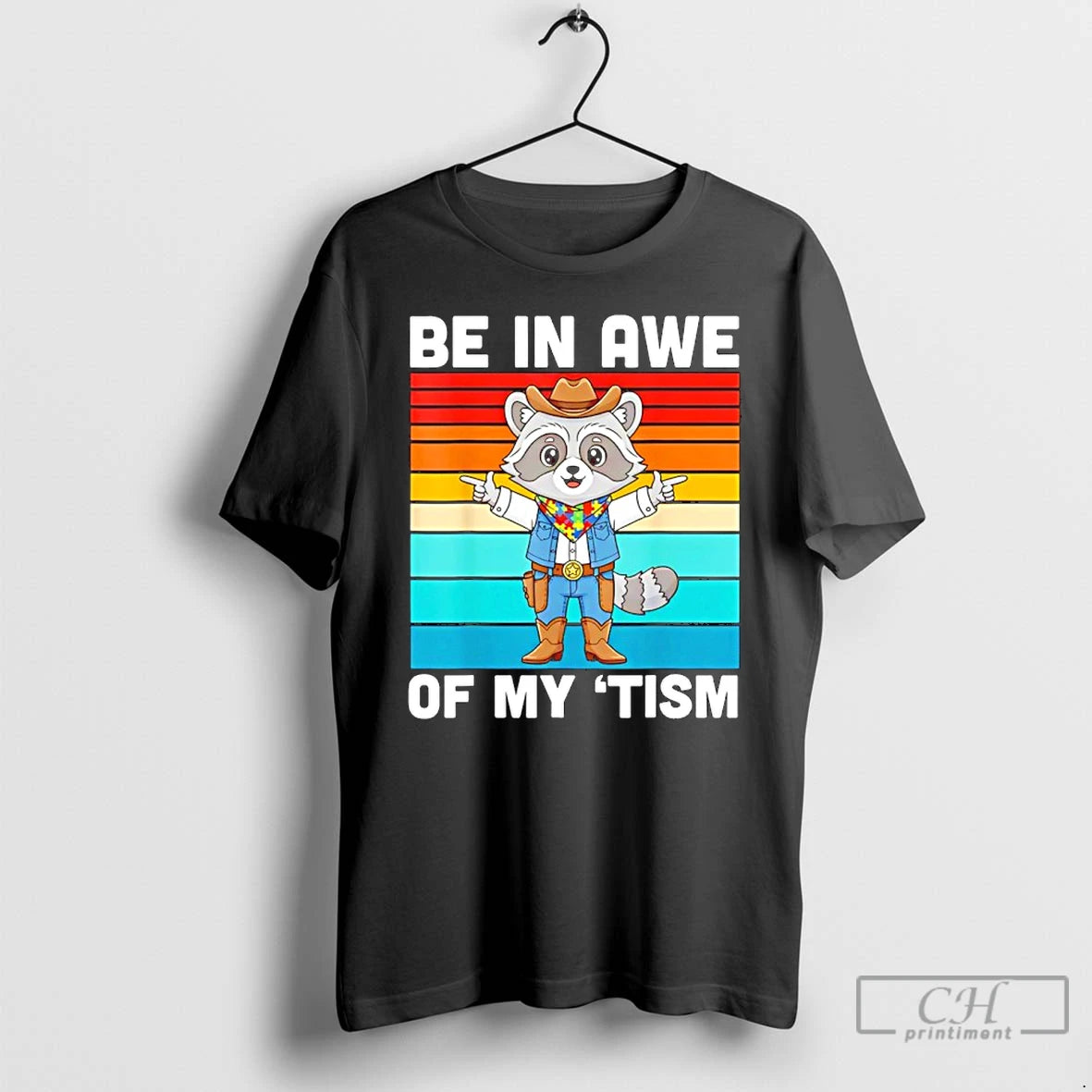 Premium Cowboy Raccoon Autism Awareness Be In Awe Of My Tism Vintage T Shirts Sweater Hoodie, Sweatshirt | TeeSparky.com