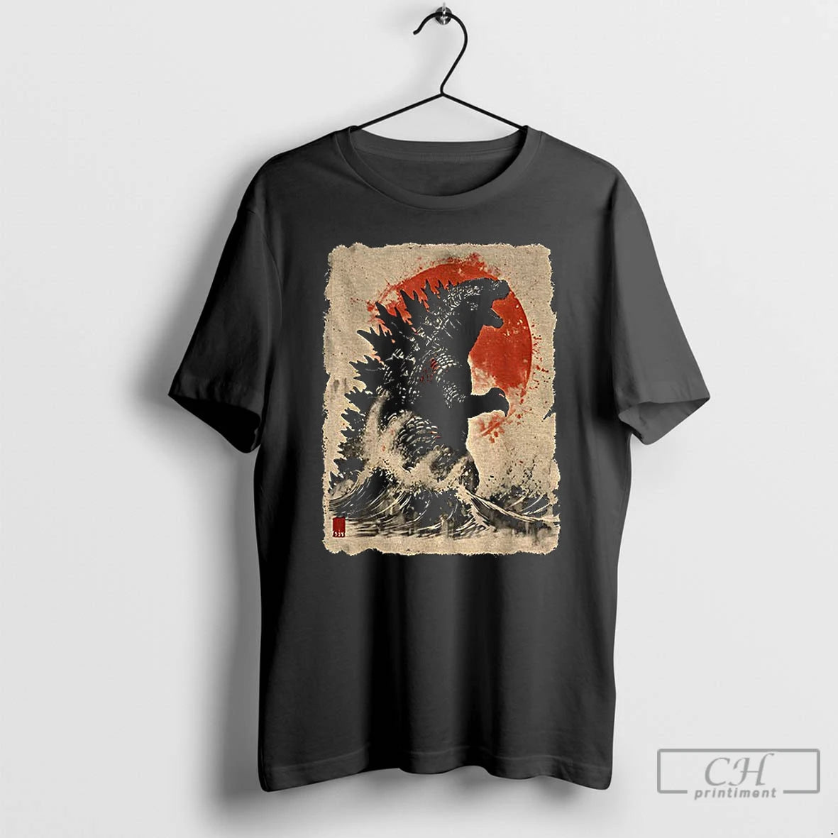 Premium Godzilla And The Wave Japanese King Of The Monsters Vintage T-Shirts, Hoodie, Sweatshirt | TeeSparky.com