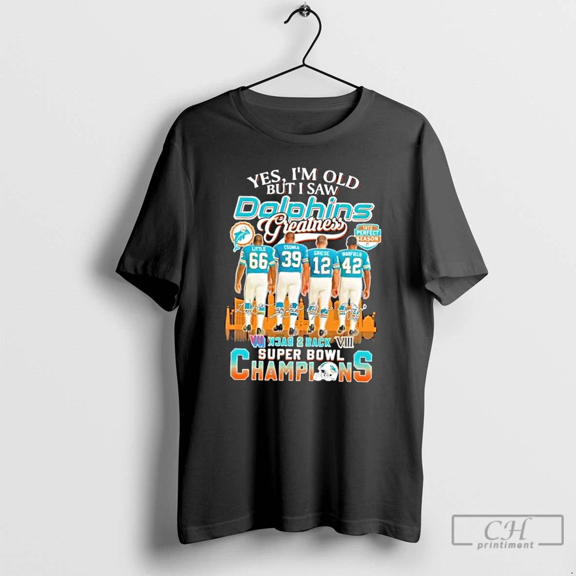 Premium Little Csonka Griese Warfield Yes Im Old But I Saw Miami Dolphins Greatness Skyline T-Shirts, Hoodie, Sweatshirt