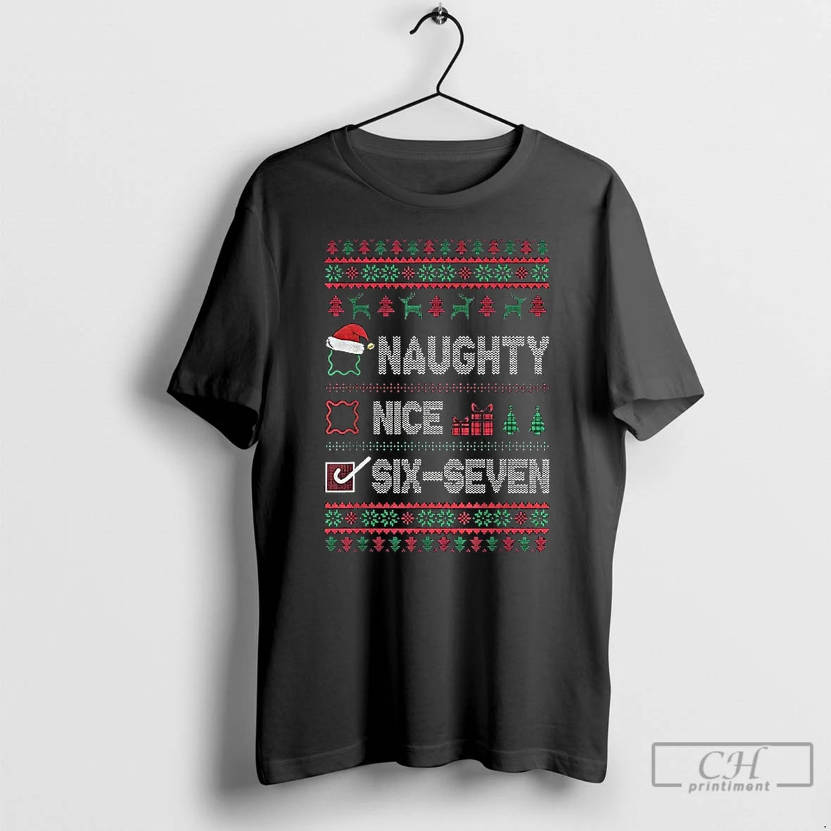 Premium Naughty Nice Six Seven Meme Santa Merry Christmas T-Shirts, Hoodie, Sweatshirt | TeeSparky.com