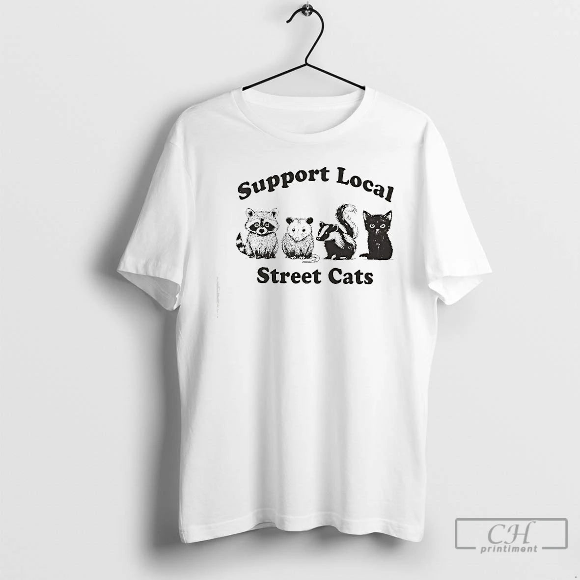 Raccoon Opossum Skunk Black Cat Support Local Street Cats T-Shirts, Hoodie, Sweatshirt