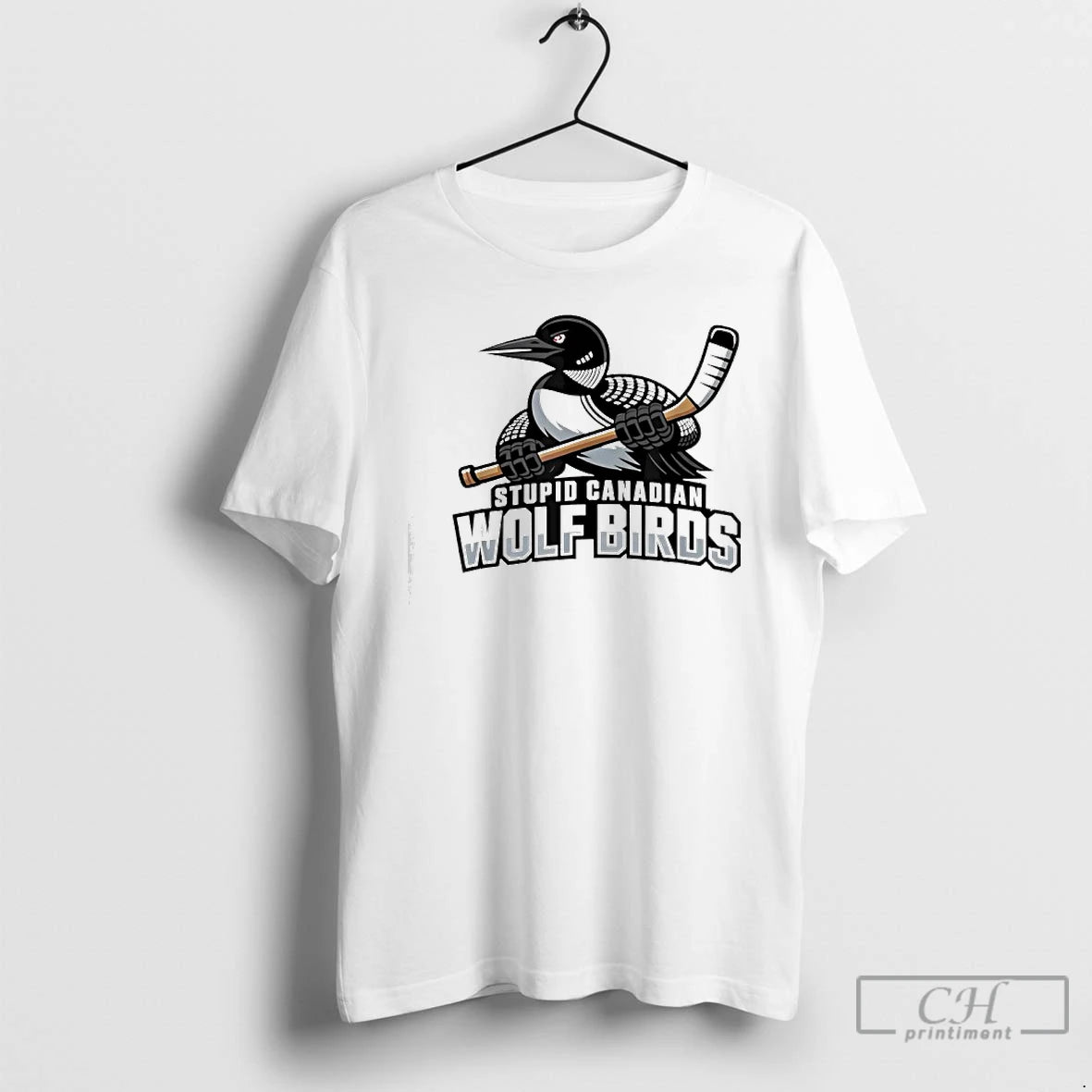 Stupid Canadian Wolf Bird Hockey Sport T-Shirts, Hoodie, Sweatshirt