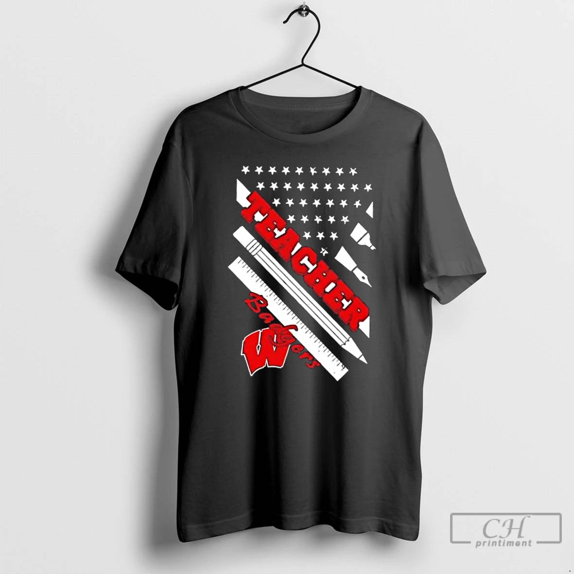 Wisconsin Badgers X Teacher American Flag T-Shirts, Hoodie, Sweatshirt