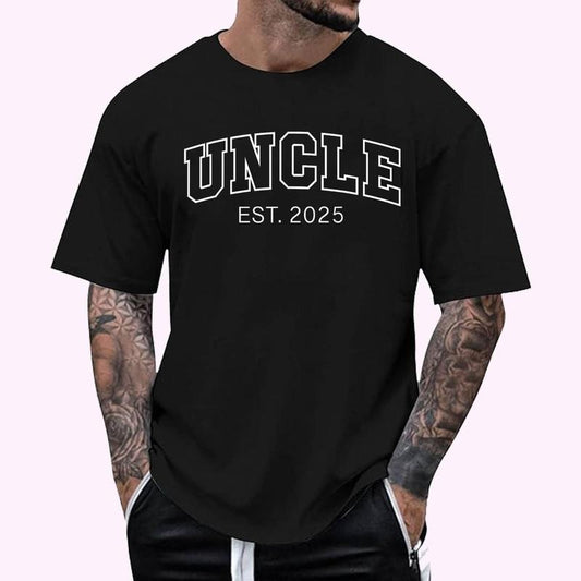 Promoted To Uncle Est 2025 Uncle To Be Gifts 1St Time Uncle T-Shirt | Unisex Cotton Tee, Top Menswear