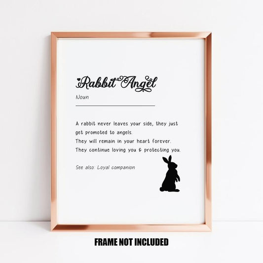 Rabbit Angel Definition Print, Rabbit Loss, Rabbit Memorial, Rabbit Remembrance, Rabbit With Sympathy Gift, Pet Loss, Thinking Of You Gift Poster Prints No Frame, Wall Art Home Decor, Modern Wall Art, Gifts For Birthday Landscape Artwork Photo Ornaments