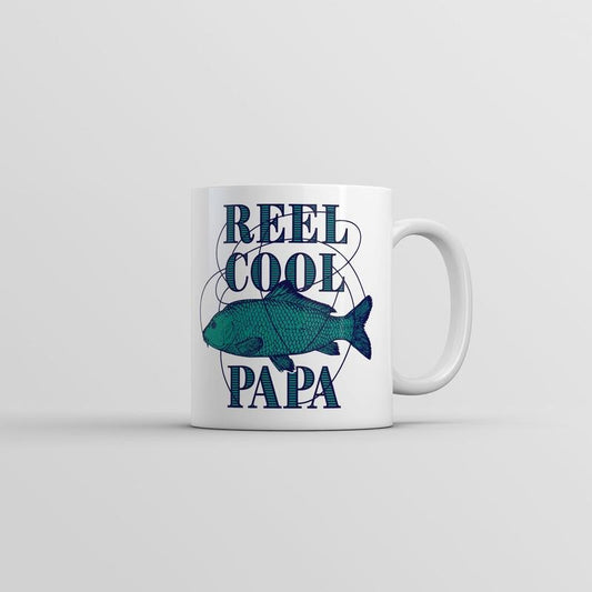 Reel Cool Papa Mug Funny Novelty Fishing Graphic Coffee Cup-11oz Funny Coffee Mugs Ceramic Printed Drinkware Cup