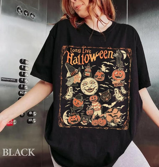 Retro Halloween Party Tee Shirt, Fall Vibes Halloween Sweater, Halloween Symbols Vintage Sweatshirt, Long Live Halloween T-Shirt, Creepy Season Shirt, Spooky Szn Halloween Tee