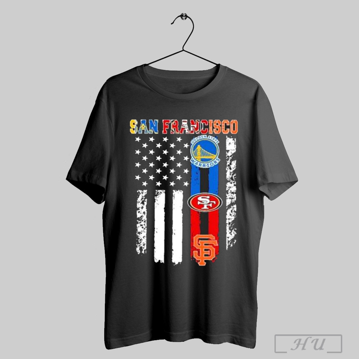 San Francisco American Flag 49ers Golden State Warriors Giants Logo T Shirt Sweatshirt