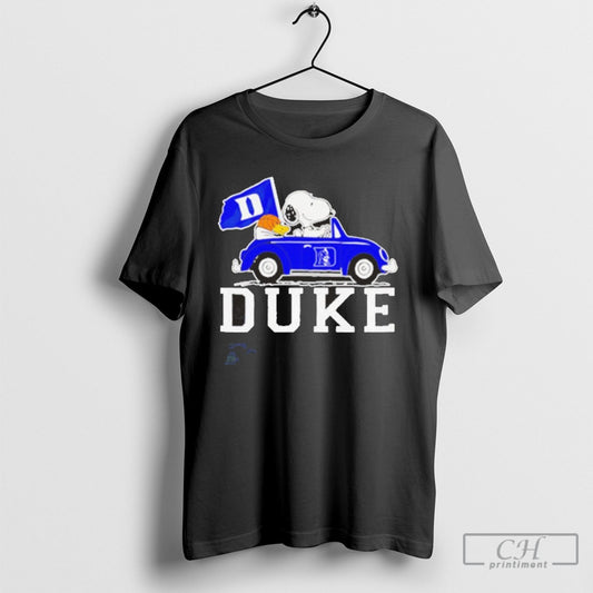 Snoopy And Woodstock Driving Duke Blue Devils Basketball T Shirt Sweatshirt Poster