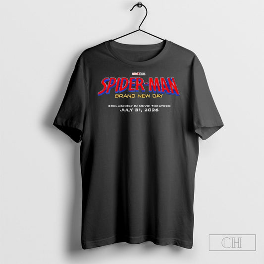 Spider Man Brand New Day Exclusively In Movie Theatres July 31 2026 Logo Shirts Sweatshirt Tee Shirt