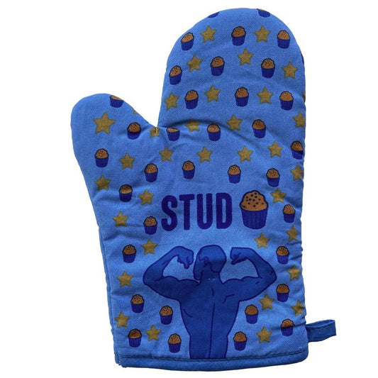 Stud Muffin Oven Mitt Funny Fitness Workout Cooking Baking Hottie Kitchen Glove Funny Graphic Kitchenwear Food  Funny Fitness  Novelty Cookware Blue