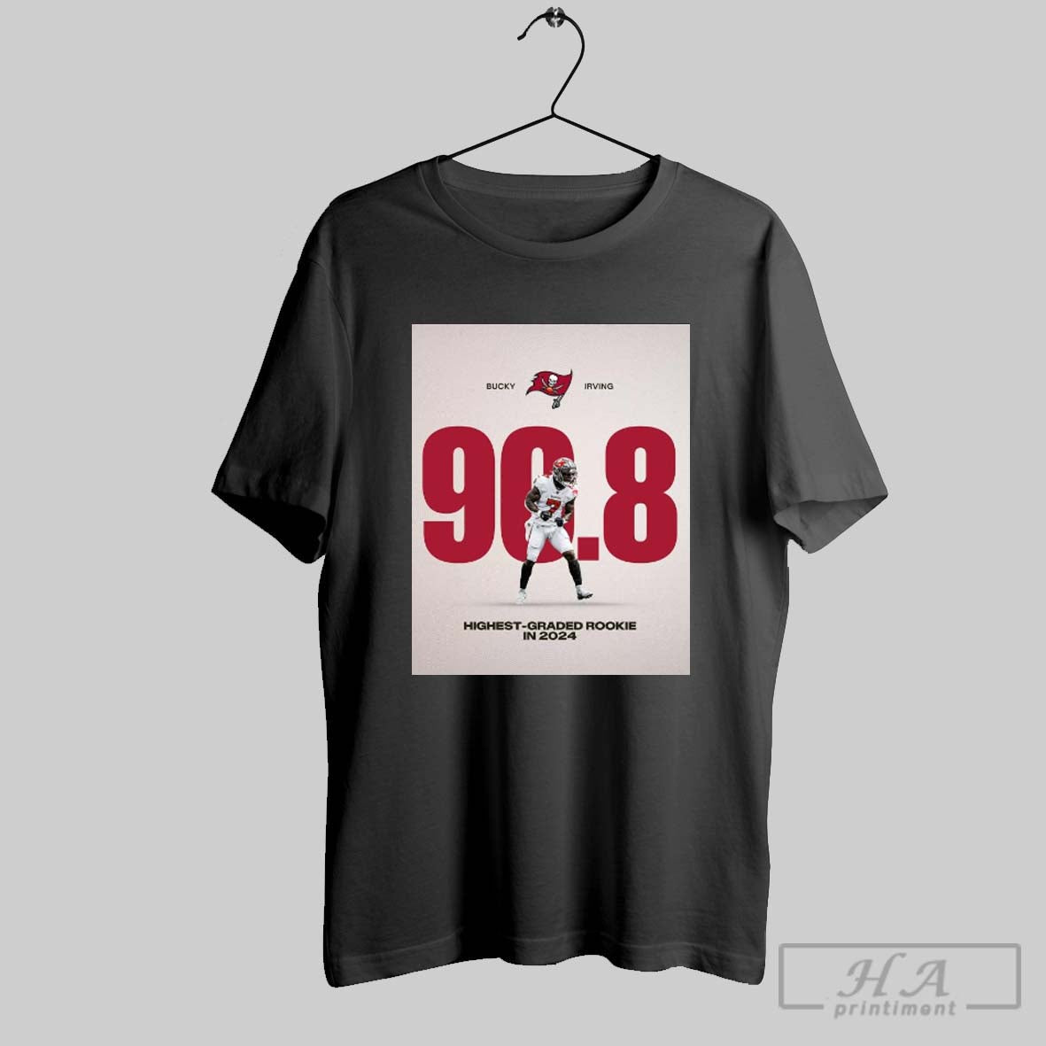 Tampa Bay Buccaneers Football Bucky Irving 90 8 Highest Graded Rookie In 2024 Poster T Shirt