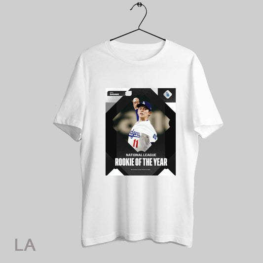 Top Mlb Roki Sasaki Los Angeles Dodgers National League Rookie Of The Year 2025 Poster T Shirt Sweatshirt Hoodie Shirt