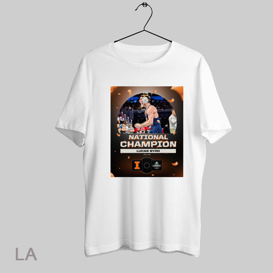 Top National Champion Lucas Byrd 133 Lbs Illinois Fighting Illini Wrestling Championship 2025 Poster T Shirt Sweatshirt Hoodie Shirt