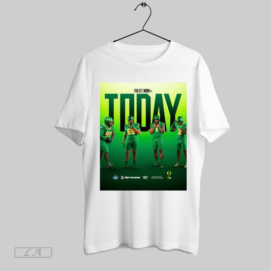 Top Oregon Ducks Football Jamaree Caldwell Derrick Harmon Jeffrey Bassa Jordan Burch Today Feb 27 Nfl Combine Poster T Shirt Sweatshirt Hoodie Shirt