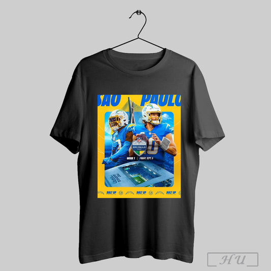 Trendy Los Angeles Chargers Football 2025 Nfl Sao Paulo Game Week 1 Friday September 5 Bolt Up Poster T Shirt Sweatshirt