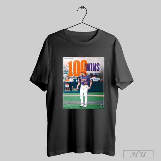 Trendy Poster Clemson Tigers Baseball Congrats Coach Erik Bakich 100 Wins As Clemsons Head Coach T Shirt Sweatshirt