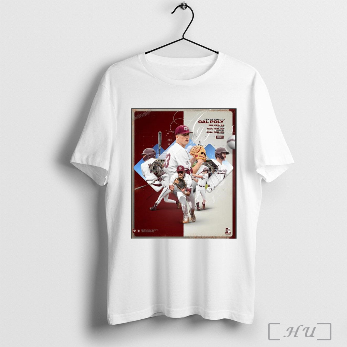 Trendy Poster Texas Am Aggies Vs Cal Poly Mustangs Baseball Three Game Set On Deck T Shirt