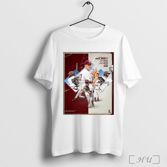 Trendy Poster Texas Am Aggies Vs Cal Poly Mustangs Baseball Three Game Set On Deck T Shirt